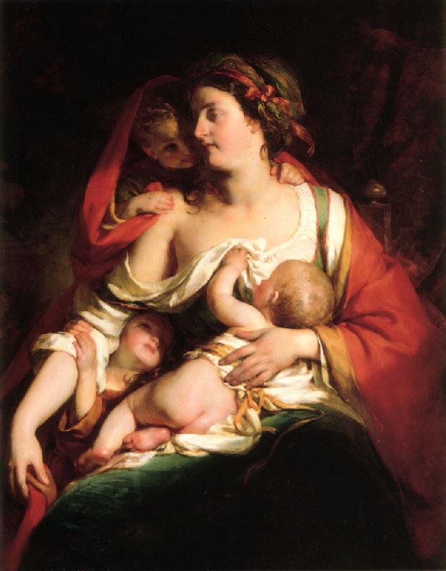 Friedrich von Amerling Mutter und Kinder Sweden oil painting art